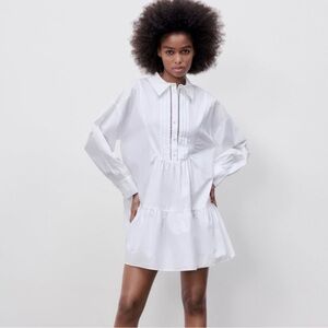 Zara white shirt dress with pearl buttons
